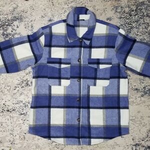 2X George Plaid Coat  Button Up Collard Lightweight